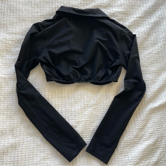 White Fox Boutique Crop Polo Longsleeve Top - Picture 3 of 3